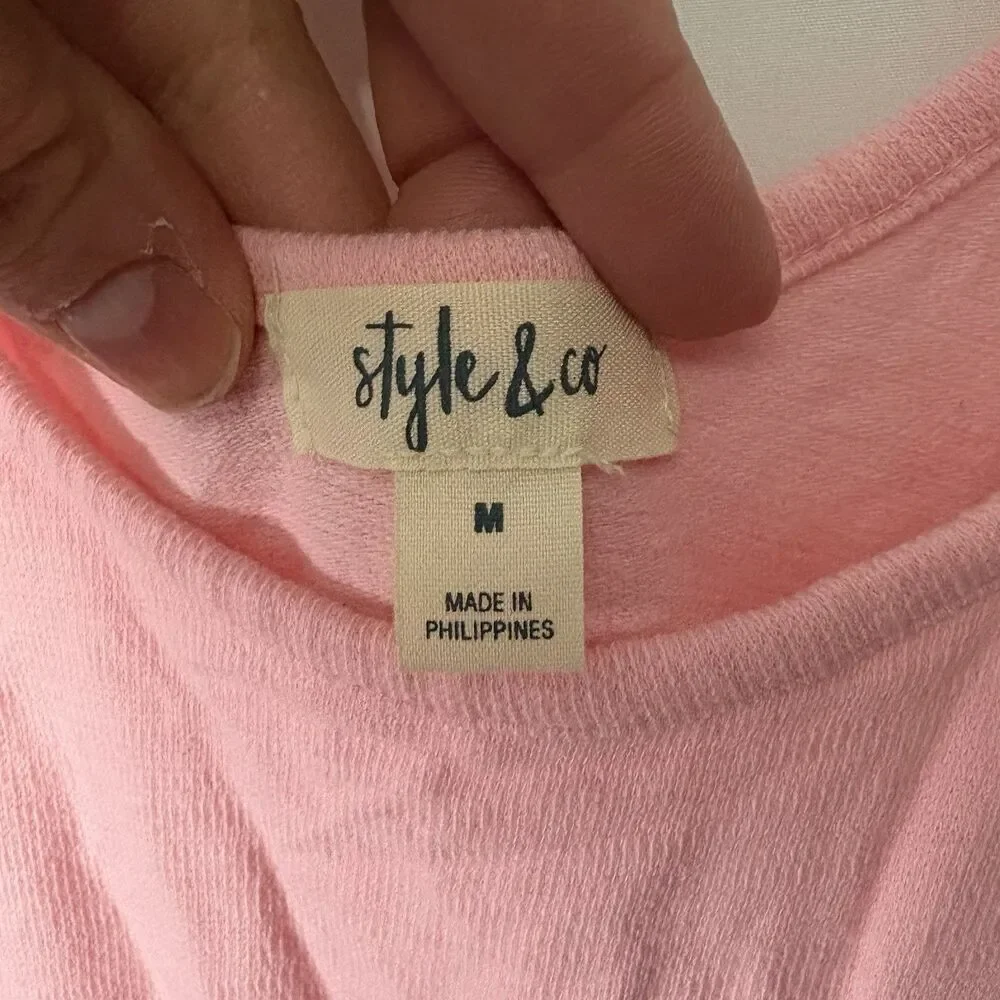 Style & Co Women's Drawstring-Waist Cotton Knee Length Dress Pink Medium - Picture 4 of 7